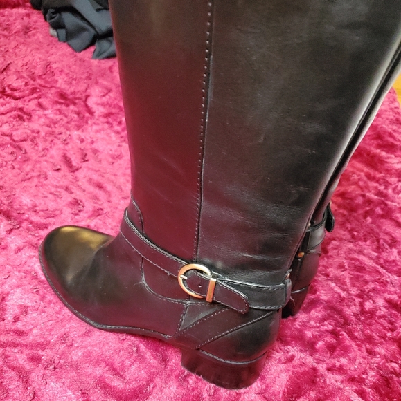 BANDOLINO "BDCARMINE" BLACK LEATHER KNEE BOOTS - Picture 4 of 14